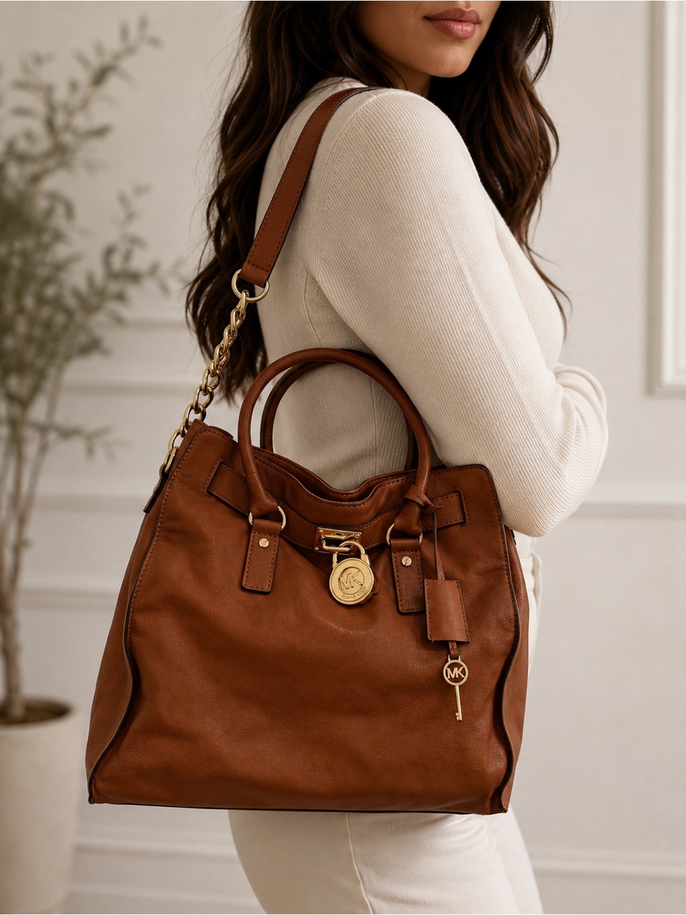 Michael Kors Tan Leather Shoulder Bag
